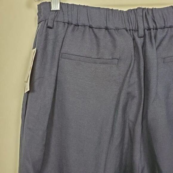 Bar III Linen Cropped Wide Leg Pants Navy Blue Women Size 12 Pull On NEW - Picture 5 of 9